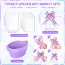10PACK Purple Baskets for Gifts Empty, 12"x 8"x 5" Woven Gift Baskets with Gift Bags and Bows, Empty Gift Baskets for Christmas, Baby Gift Basket for Nursery, Shelf Small Storage Basket with Handles
