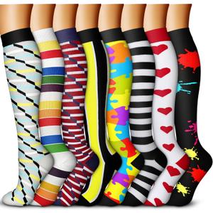 QUXIANG Copper Compression Socks for Women & Men Circulation (8 Pairs) - Best for Running Athletic Cycling - 15-20 mmHg (M)