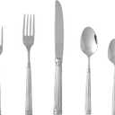 FORTESSA Doria 18/10 Stainless Steel Flatware, 5 Piece Place Setting With Table Knife, Forks and Spoons (Service For 1), Dishwasher Safe, Polished