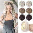 REECHO 2 PCS Mini Claw Clip in Messy & Cat Ears Hair Bun Extensions HB001 Wig Accessory Updo Hairpieces for Women Girls (Pack of 2-3.5" Wavy, Pearl Platinum)