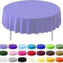 2 x 3 Pack Plastic Table Cloth Round 84 inch Plastic Tablecloth Disposable Round Cover Leakproof for Parties, Picnic, Camping, Birthday, Weeding (Light Purple)