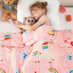 yescool Unicorn Weighted Blanket 3 Pounds Cooling Weighted Lap Blanket, Pink Rainbow Heavy Blanket, Breathable Weighted Throw Blankets Gifts for 20-40lbs, 36"x48", 36x48-3lbs