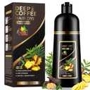 4 in 1 Deep Coffee Hair Dye Shampoo for Gray Hair, Semi-Permanent Instant Hair Color Shampoo for Women and Men, Herbal Ingredients Shampoo and Hair Care, 100% Grey Coverage 500ml