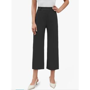 Agenlulu 2025 Summer Women's Stretchy Wide Leg Dress Pants High Waisted Capri/Ankle UPF50+ Cooling Cropped Casual Slacks, L