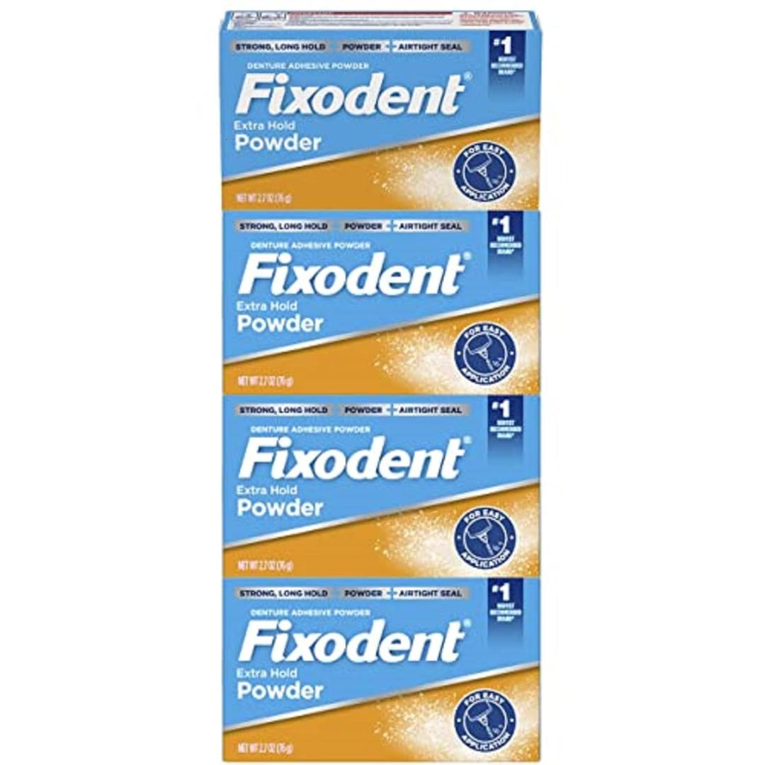 Fixodent Extra Hold Denture Adhesive Powder, Original Version, 2.7 Oz, Pack of 4