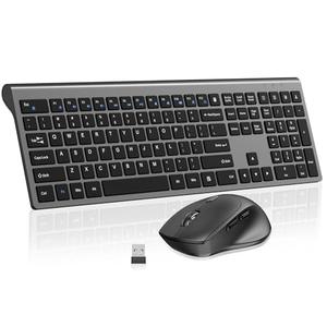 Wireless Keyboard and Mouse Combo, Full-Size Slim Keyboard with Numeric Keypad, Calculator Button, 2400 DPI Ergonomic Mouse for Right Hand, USB Cordless Set for Laptop PC Windows