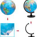 World Globe for Kids & Adults, 12 Inch Educational Tools with Stand, DIY Assembly Desk Decor Geography Learning Globe for Home Office Classroom Decor (Blue, 12 Inch)