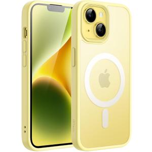 JETech Magnetic Case for iPhone 14 Plus 6.7-Inch Compatible with MagSafe, Translucent Matte Back Slim Shockproof Phone Cover (Yellow)