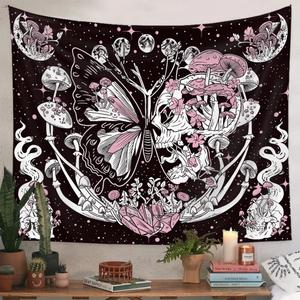 THSALIE Butterfly Tapestry - 53.18''X 59'' Tapestry Wall Hanging Plants Floral Flowers Tapestries Boho Retro Aesthetic Whimsical for Living Room Bedroom Dorm