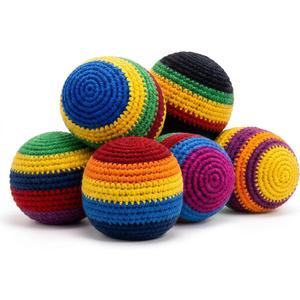 4-Pack Hacky Handmade Knitted Footbag - Colorful Crochet Sack Set, Premium Woven Kick Ball for Beginners and Experts, Professional Pellet Filled Juggling Ball Toy for All Ages