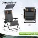 2 Pack Zero Gravity Chairs with Canopy, Adjustable Folding Patio Anti Gravity Recliner Outdoor Lounger with Tray & Headrest for Beach Camping, 400lbs Weight Capacity
