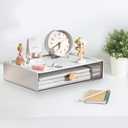 Stackable Desk Organizer with Drawer - 13" Wide Storage Drawer - Plastic Clear Desktop Organizer for Office, Classroom, Make Up (White, L-1 Drawer, 1 PACK)