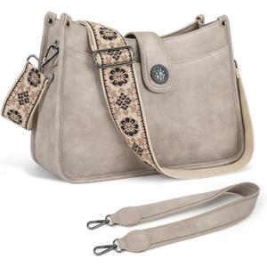 APHISON Crossbody Bags For Women Trendy, Vegan Leather Hobo Purse Shoulder Handbag Bucket Bag with 2 Strap (004-gray)