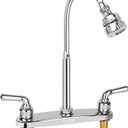 XMK All Metal RV Kitchen Faucet,Camper RV Kitchen Sink Faucet Replacement with Flexible Arc 360 Degree Rotatable Tri-Function Sprayer for Campers,Motorhomes,Travel Trailers,8 Inch 2 Hole