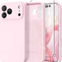 GolbinBox Magnetic for iPhone 17 Pro Max Case, Compatible with MagSafe, [Full Camera Protection] [Screen Protector], Silicone Shockproof Phone Cover with Anti-Scratch Microfiber Lining, Chalk Pink