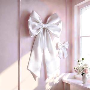 White Bow Decor 2 Pack,Large & Small White Coquette Room Backdrop Wall Decor for Valentine's Day Bachelorette Bridal Shower Wedding Birthday Christmas Decorations