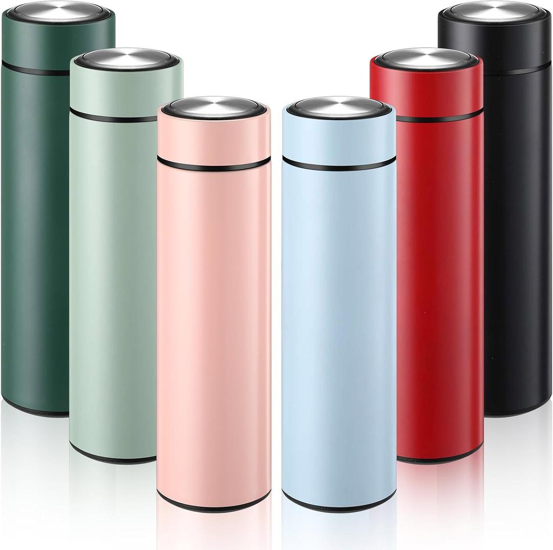 Tioncy 6 Pcs Stainless Steel Water Bottle 16.9 oz Insulated Water Bottle Skinny cup Portable Slim Flask Travel Mug for Purse Lunch Bag Coffee Tea Drink Office Sports Indoors & Outdoors(Mixed)