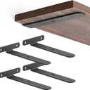 Mkono 8 Pack Shelf Brackets Black Heavy Duty Metal Hidden L Bracket for Shelves Support, Minimalistic Floating Shelf Bracket 6 Inch Rustic Industrial Wall Shelf Brackets