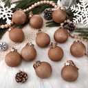 Yunlly 12 Pcs Textured Christmas Ball Ornaments 2.36'' Neutral Christmas Tree Decor Modern Vintage Brown Hanging Decor Shatterproof Home Ornaments for Rustic Large Farmhouse (Retro Brown)