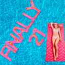 9 Pcs 20" Finally 21 Pool Floats with Adhesive Dots 21st Birthday Party Large Inflatable Floating Letter Set Pink Pool Decorations for Summer Birthday Party Supplies