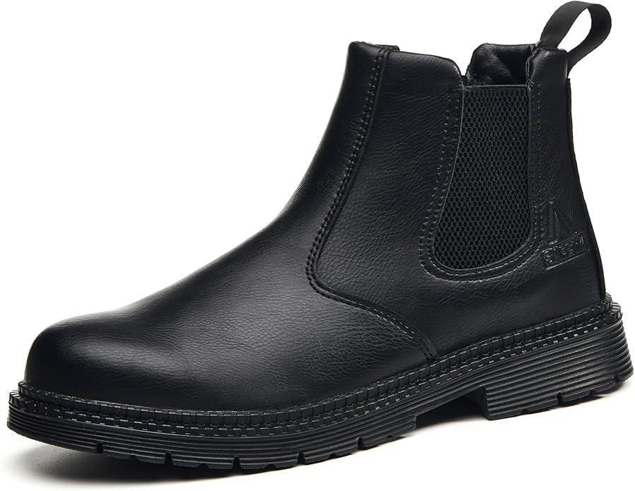 Unisex-Adults Steel Toe Chelsea Boots, Men's Industrial Construction Shoes, Waterproof, Lightweight, Comfortable, Non-slip Safety Boots, Size 240