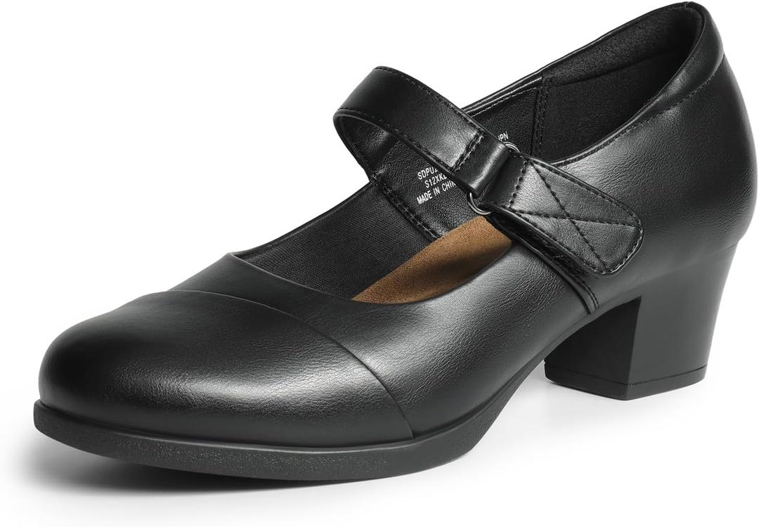 DREAM PAIRS Women's Chunky Low Block Closed Toe Heels Mary Janes Pumps Comfortable Round Toe Dress Work Wedding Shoes (8.5, Black) DREAM PAIRS Women's Chunky Low Block Closed Toe Heels Mary Janes Pumps Comfortable Round Toe Dress Work Wedding Shoes (8.5, Black)