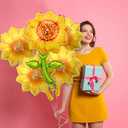 2 x Chictry Sunflower Balloons Aluminum Foil Mylar Balloons Sunflower Birthday Party Decorations Baby Shower Wedding Supplies (5Pcs)