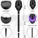 Solar Halloween Decorations Outdoor, 8 Pack Spooky Skulls Solar Torch Flame Lights, Waterproof Pathway Halloween Lights for Garden, Yard, Lawn, Porch, Landscape Decor, Purple
