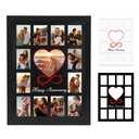 FramePro 12x16 Heart Anniversary Collage Picture Frame, DIY Names Custom Multi Photo Frame Holds 13 Photos, Anniversary Decorations Gifts for Couples Husband Wife, 1st Year Wedding & Valentine’s Day Gift Ideas (Black)