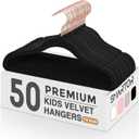 Smartor Kids Velvet Hangers 50 Pack, 14'' Inch Premium Non Slip Kids Felt Hangers for Closet, Space Saving Toddler Clothes Hanger for Youth's Childrens' Clothes (Rose Gold Hook)- Black