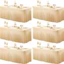 Shillance 6 Packs Champagne Spandex Tableclothes for 6 Foot Rectangle Table, Spandex Table Covers 6FT Stretch Table Skirts Wrinkle Free Fitted Table Cloth for Event, Wedding, Banquet & Parties, 72" x 30"