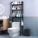 MilleLoom 3-Tier Over the Toilet Storage, Metal Bathroom Shelve, Over Toilet Bathroom Organizer, Space Saver Bathrooms Shelve for Restroom Laundry Balcony, Black