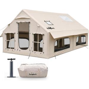 Inflatable Tent for Camping 8-12 Person, 4 Season Family Glamping Tent, 129 square feet