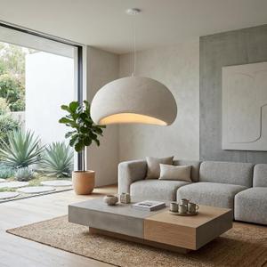JAYMP 80cm Wabi Sabi Pendant Light for Living Room Hallway Restaurant Modern Hanging Lamp E26 Base Japanese Style Bird Nest Shape Lighting Fixture (White,B, 31.5in)