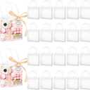 Mauproy 50 Pack Clear Gift Bags with Handles, Party Favor Bags with Ribbons and Tags, Reusable Goodie Tote Bags for Mother's Day Wedding Baby Shower (5.9 x 6.3 x 2.8")