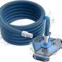 UIRWAY Upgrade Pool Vacuum Head with Side Brush & 360° Swivel Cuff, Heavy Duty Manual Kink-Resistant 1-1/2" x 40 Ft Vacuum Hoses, Weighted Triangular Shape for Inground & Above Ground Pool(No Pole)