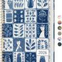 2026 Planner, Weekly and Monthly Calendar Planner for Women, Jan 2026 - Dec 2026, Hardcover Planning Agenda book with Tabs, Spiral Bound, Inner Pocket, Perfect for School Office Supplies, 6.3" x 8.5" - Blue Art
