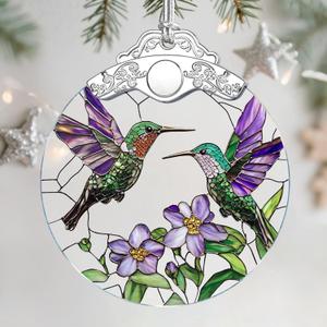 Christmas Ornaments - Hummingbird Stained Glass Ornament | Christmas Tree Decorations | Hanging Ornaments for Home Decor | Holiday Decor | Xmas Decorations Xmas Gifts | Holiday Present