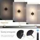 Battery Operated Wall Sconces, Wall Sconce Set of 2, 3000K-6500K Black Rechargeable Wall Lamp with Remote, Indoor Non-Hardwired Wall Lamps, Modern Vanity Light for Bedroom, Living Room, Aisle