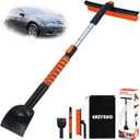 Eazy2hD 3 in 1 Bendable Snow Brush with Ice Scrapers, 64.17" Extendable Window Ice Removal with Squeegee for Windshield, 180° Pivoting Brush Head Cleaner Tool for Car, Truck, SUV