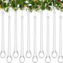 24 Pcs Glass Icicles Christmas Ornaments 5.91'' x 1.18'' Extra Long Clear Teardrop Christmas Chandelier Decorations Crystal Hanging Ornaments Glass Raindrops for Xmas Tree Decor Party