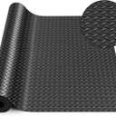 Breling 24 in x 10 ft Rubber Diamond Plate Rolls Garage Floor Mat for Under Car, Heavy Duty Flooring Rug for Trailers Garage, PVC Water/Stain Outside Resistant Parking Rv Tool