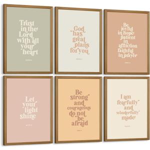 Bible Verse Wall Art Decor Kids Christian Canvas Pictures Inspirational Quotes Wall Art Jesus Religious Posters Educational Kids Artwork Christian Boho Prints for Bedroom 8x10x6 Inch Wood Framed