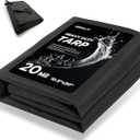 HIRALIY 20 Mil Heavy Duty Waterproof Tarp, 10.5x20ft Black Tarpaulin with Reinforced Webbing Loops, Multipurpose Oxford Canvas Tarp for Firewood, Roof, Camping, Pool