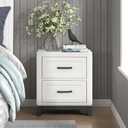 Lexicon Bertillon 2-Drawer Nightstand, White/Metallic Gray
