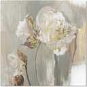Goldfoilart Floral Wall Art Gold Pictures White Flower Canvas with Gold Foil Embellishment Paintings Textured Poster Framed Artwork for Living Room Bedroom Office Decorations 24" x 24"