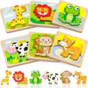 Benresive Wooden Toddler Puzzles, 6pcs Animal Montessori Toys for 1-3 Year Old Boys & Girls, Learning Educational Preschool Toys, Great Gifts for 1 2 3 Year Olds
