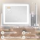 ROLOVE Vanity Mirror with Lights 22"x18", Lighted Makeup Mirror with 10X Magnification, Smart Touch 3 Colors Dimmable, 360 Rotation, Women Gift, Dresser Mount, Bathroom (White)