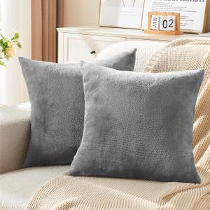 Velvet Pillow Covers with Zipper, Gray, 18x18 Inches, 2 Pack
Super Soft, Cozy Luxury Feel, Square Decorative Pillow Covers, for Bedroom Sofa Couch, All-Season Comfort, Easy Care