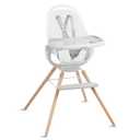 Munchkin 360 Cloud Baby and Toddler High Chair with Clear Seat and 360 Swivel, White and Grey with Wooden Legs